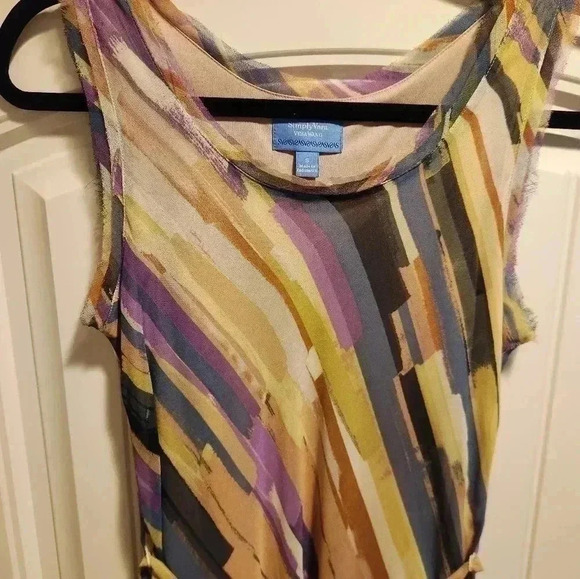 Simply Vera, Vera Wang high-low, distressed slip-on,belt, summer dress small - Picture 9 of 10